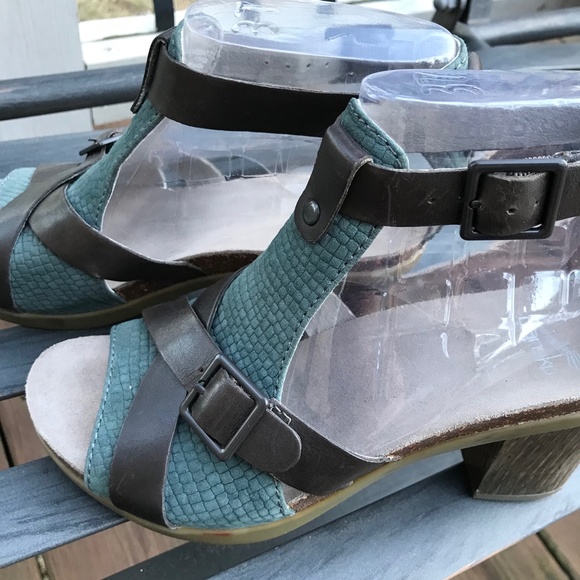 DANSKO Dominique Teal Brown T-Strap Open Toe Block Heel | EU 37 - Picture 8 of 12